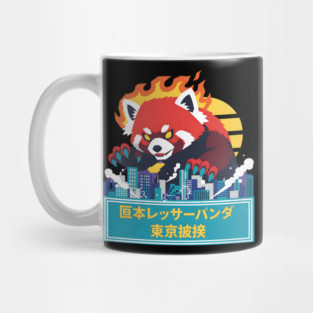 Red Panda Kaiju Tokyo Rampage Art Mug