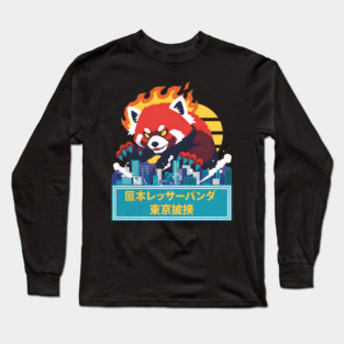 Red Panda Kaiju Tokyo Rampage Art Long Sleeve T-Shirt