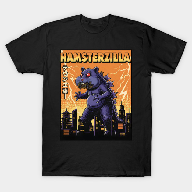 Hamsterzilla Kaiju Pets Retro Poster T-Shirt by Designed By Marty