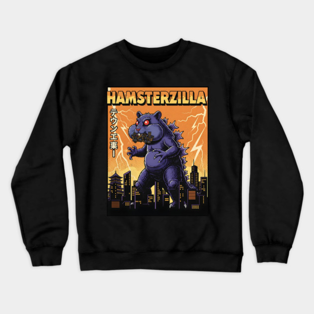 Hamsterzilla Kaiju Pets Retro Poster Crewneck Sweatshirt by Designed By Marty