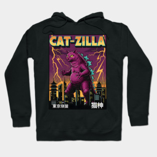 Cat-zilla Kaiju Pets Retro Poster Hoodie