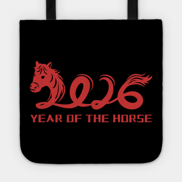 2026 Year of the Horse - Red Lunar New Year Celebration Tote by Creatifly Graphic Tees