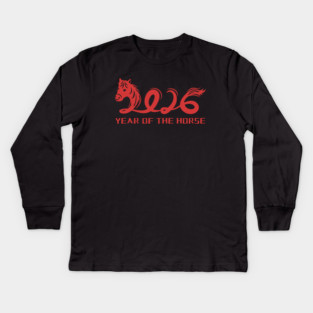 2026 Year of the Horse - Red Lunar New Year Celebration Kids Long Sleeve T-Shirt