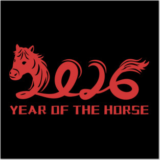 2026 Year of the Horse - Red Lunar New Year Celebration Posters and Art