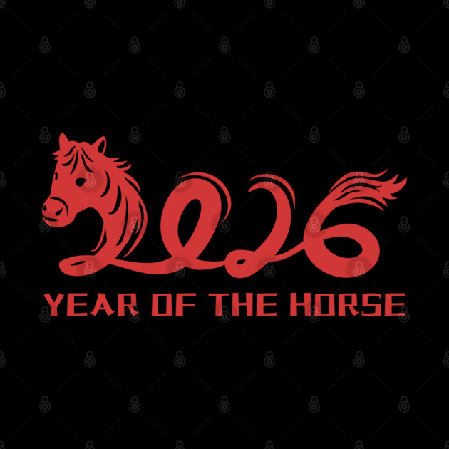 2026 Year of the Horse - Red Lunar New Year Celebration by Creatifly Graphic Tees