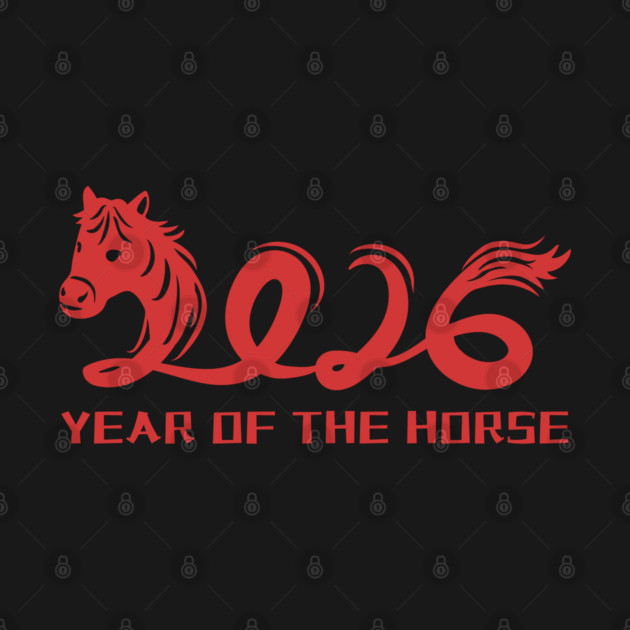 2026 Year of the Horse - Red Lunar New Year Celebration by Creatifly Graphic Tees