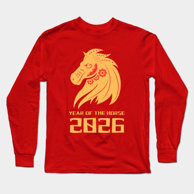 2026 Year of the Horse - Lunar New Year Long Sleeve T-Shirt by Creatifly Graphic Tees