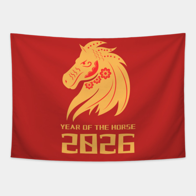 2026 Year of the Horse - Lunar New Year Tapestry by Creatifly Graphic Tees