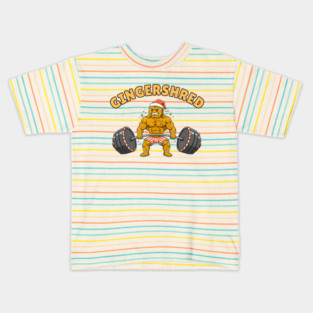 Gingershred - Christmas Gym Buff Gingerbread Lifting Weights Kids T-Shirt