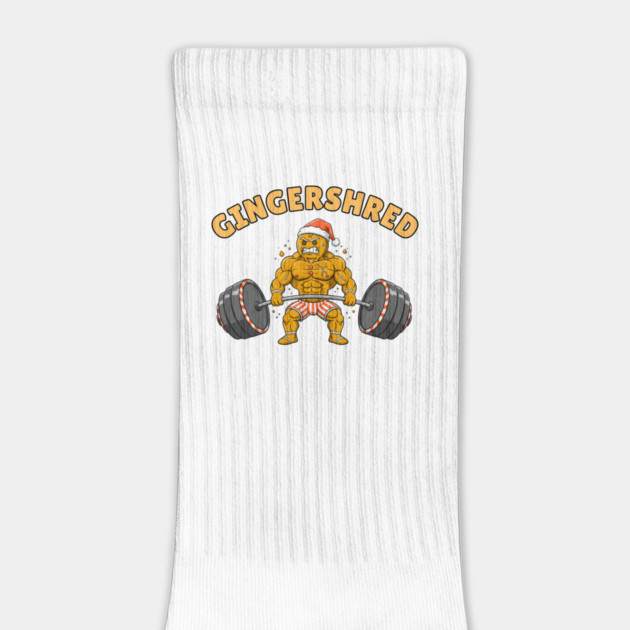 Gingershred - Christmas Gym Buff Gingerbread Lifting Weights by Creatifly Graphic Tees