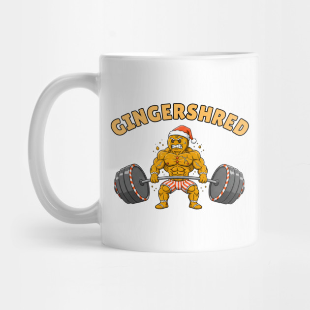 Gingershred - Christmas Gym Buff Gingerbread Lifting Weights by Creatifly Graphic Tees