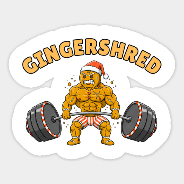 Gingershred - Christmas Gym Buff Gingerbread Lifting Weights Magnet by Creatifly Graphic Tees