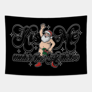 Kiss Santa Tapestry