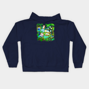 Huntress Wizard’s dreamscape in Cake the cat’s apartment Kids Hoodie