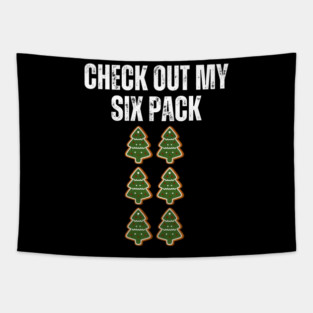 Check Out My Six Pack - Christmas Tree Cookie Humor Tapestry