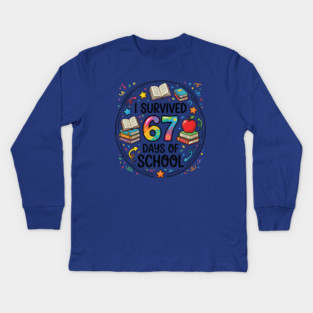I Survived 67 Days of School - Colorful School Celebration Kids Long Sleeve T-Shirt