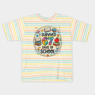 I Survived 67 Days of School - Colorful School Celebration Kids T-Shirt