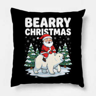Bearry Christmas - Santa Riding a Polar Bear Pillow