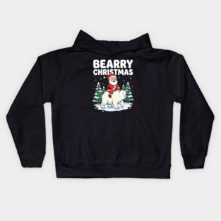 Bearry Christmas - Santa Riding a Polar Bear Kids Hoodie