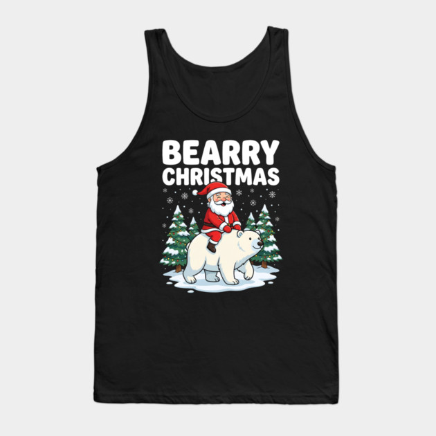 Bearry Christmas - Santa Riding a Polar Bear Tank Top by Creatifly Graphic Tees