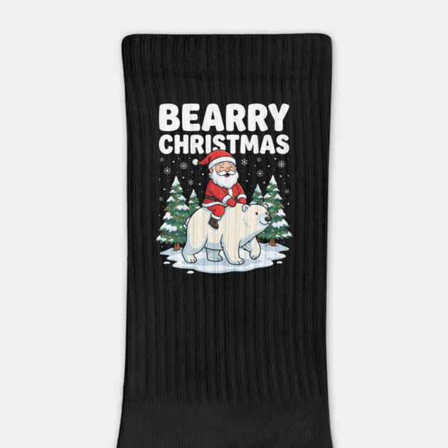 Bearry Christmas - Santa Riding a Polar Bear by Creatifly Graphic Tees