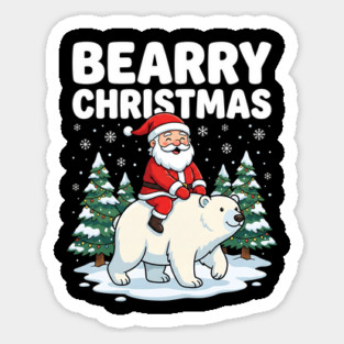Bearry Christmas - Santa Riding a Polar Bear Magnet