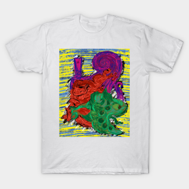 VOL 4 Neon Fu Dog Dreams "RoughDraftsOnly" T-Shirt by roughdraftsonly