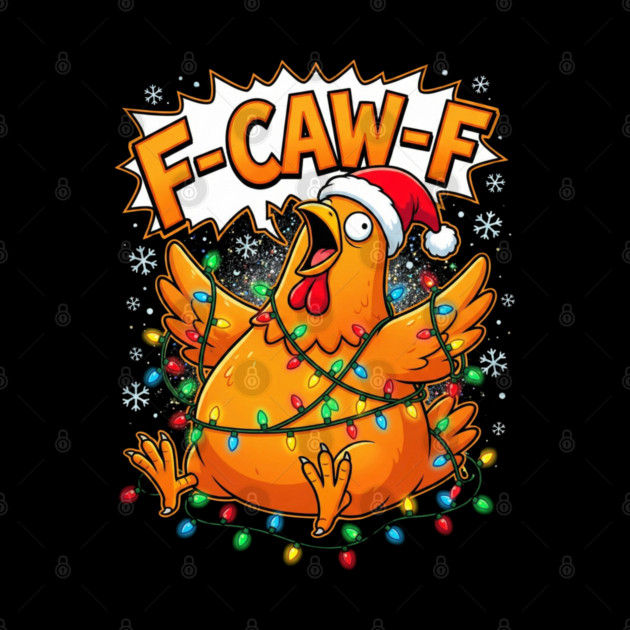 F-Caw-F - Christmas Chicken Wrapped in Lights by Creatifly Graphic Tees