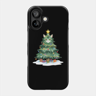 Christmas Tree Cat - Festive Feline Holiday Cheer Phone Case