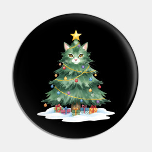 Christmas Tree Cat - Festive Feline Holiday Cheer Pin