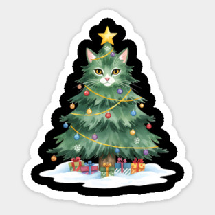 Christmas Tree Cat - Festive Feline Holiday Cheer Sticker