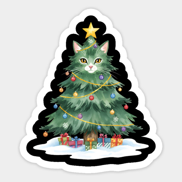 Christmas Tree Cat - Festive Feline Holiday Cheer Magnet by Creatifly Graphic Tees