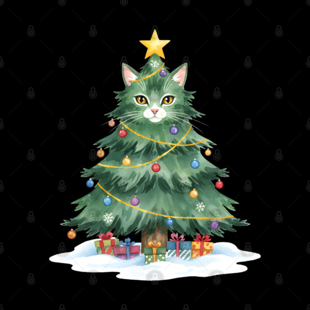 Christmas Tree Cat - Festive Feline Holiday Cheer by Creatifly Graphic Tees