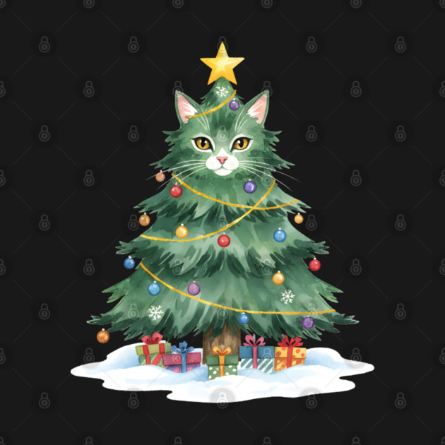 Christmas Tree Cat - Festive Feline Holiday Cheer by Creatifly Graphic Tees