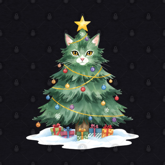 Christmas Tree Cat - Festive Feline Holiday Cheer by Creatifly Graphic Tees