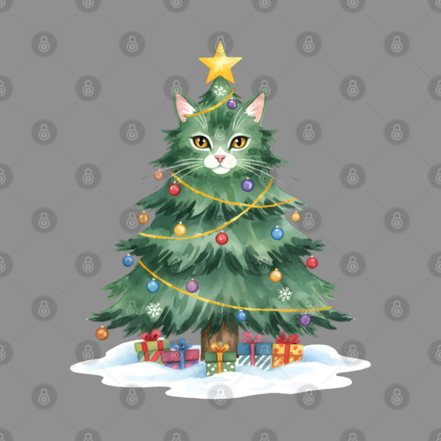 Christmas Tree Cat - Festive Feline Holiday Cheer by Creatifly Graphic Tees