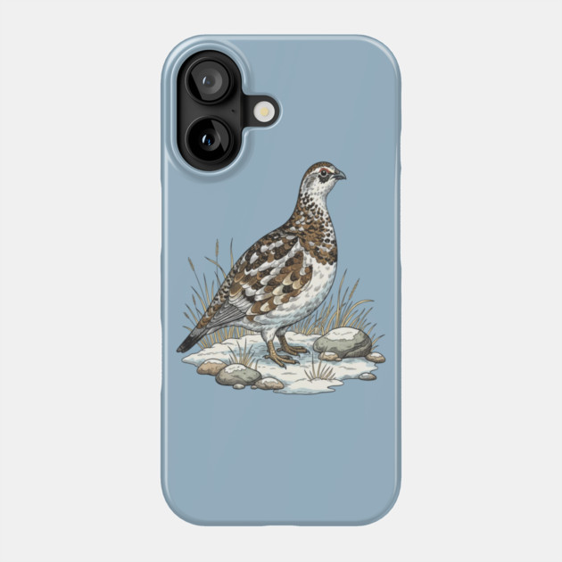 Winter Ptarmigan with Frosted Grasses Phone Case by BirdsnStuff