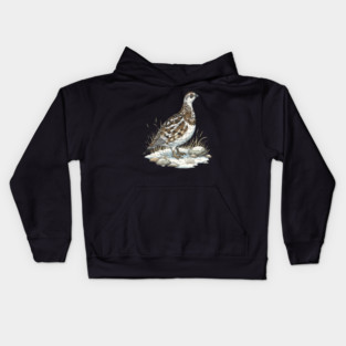 Winter Ptarmigan with Frosted Grasses Kids Hoodie