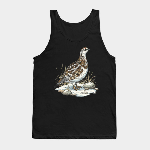 Winter Ptarmigan with Frosted Grasses Tank Top by BirdsnStuff