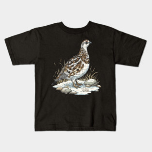 Winter Ptarmigan with Frosted Grasses Kids T-Shirt