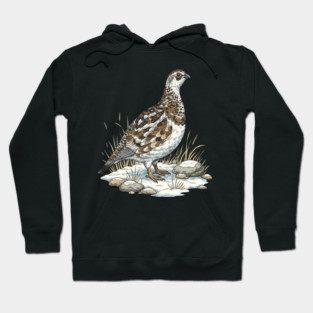 Winter Ptarmigan with Frosted Grasses Hoodie