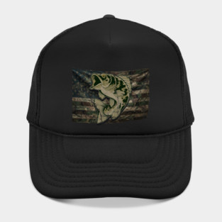 Fishing Camouflage US American Flag Bass Fish Design for Fishermen & Patriots – Perfect for Anglers, Boat Fishing Hat