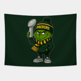 Christmas Grinch Green bay packers Tapestry