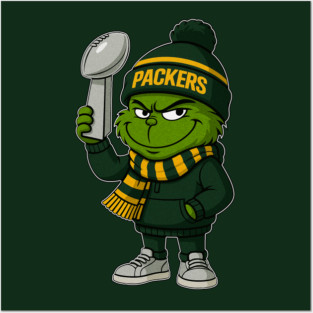 Christmas Grinch Green bay packers Posters and Art