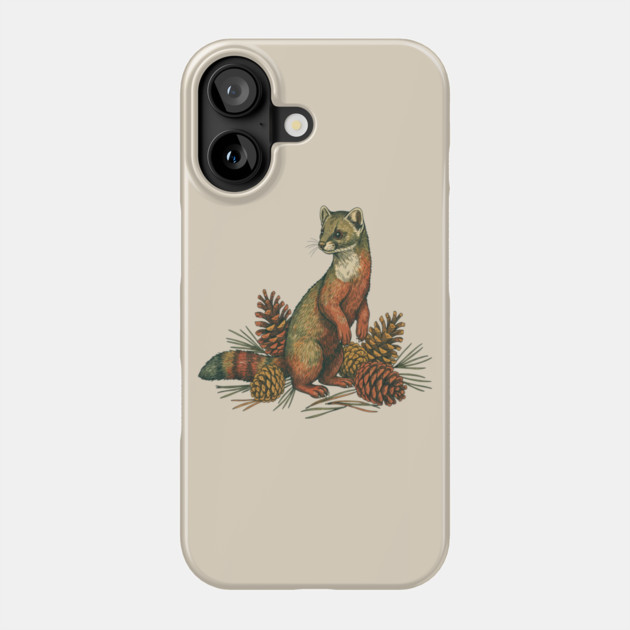 Woodland Pine Marten in Vintage Style Phone Case by BirdsnStuff