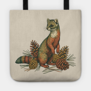 Woodland Pine Marten in Vintage Style Tote