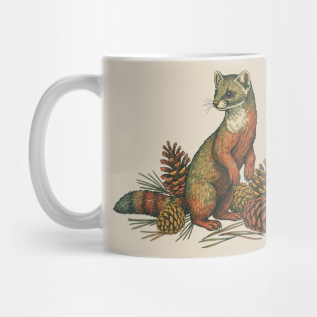 Woodland Pine Marten in Vintage Style by BirdsnStuff