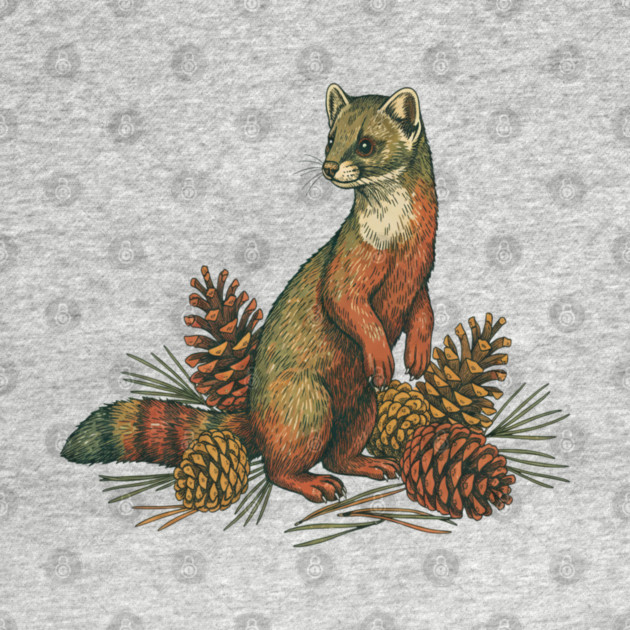 Woodland Pine Marten in Vintage Style by BirdsnStuff