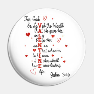 Red Glitter Valentine Vertical Text with Hearts for Romantic Aesthetic Pin
