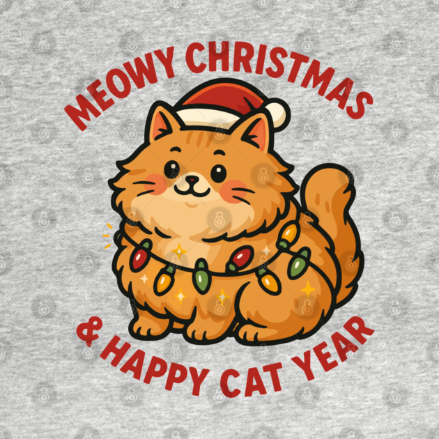 Meowy Christmas – Happy Cat Year – Funny Christmas Cat Graphic Tee by Urbanprint